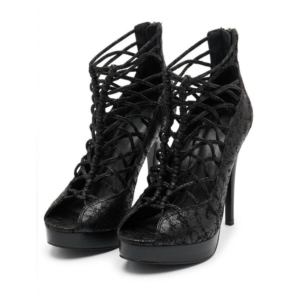 Elegant Black Strappy 4.5” Heels Size 7.5